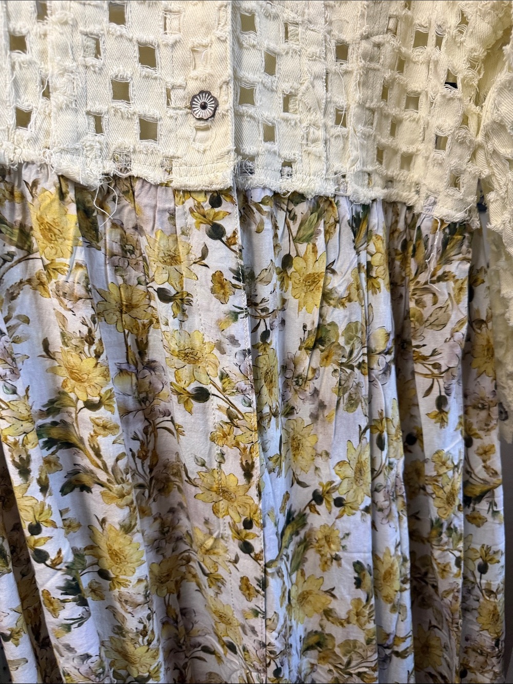 POL Cream Jean Jacket with Floral Panel - Picture 8 of 11